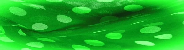 Achtergrond Textuur Decoratieve Ornament Groene Polka Dot Stof Ronde Stippen — Stockfoto