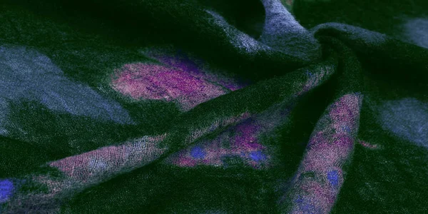 Tekstur Latar Belakang Kain Wol Berwarna Hitam Dengan Cetakan Kupu — Stok Foto