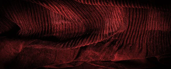 Textura Pozadí Vzor Krepově Tmavě Červená Tkanina Hedvábí Vlny Nebo — Stock fotografie