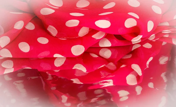 Background Texture Decorative Ornament Red Polka Dot Fabric White Polka — Stock Photo, Image