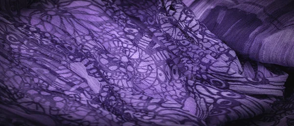 背景质感 装饰品 深色丁香蓝丝织物 小波纹或织物表面的一系列波纹 — 图库照片