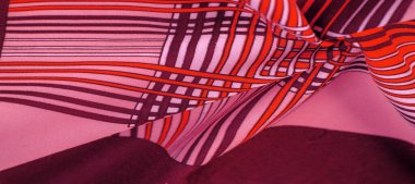 Doku, arkaplan, desen, kahverengi ipek kumaş, geometrik çizgiler, farklı tonlarda kabile düz çizgileri, geometrik desen, projeleriniz için ayarlanmış, kırmızı ve beyaz.