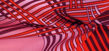 Doku, arkaplan, desen, kahverengi ipek kumaş, geometrik çizgiler, farklı tonlarda kabile düz çizgileri, geometrik desen, projeleriniz için ayarlanmış, kırmızı ve beyaz.