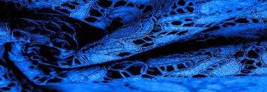 Doku, arkaplan, desen, mavi dantel kumaş, kabartmalı dantel kumaş, her iki tarafında da istiridye var. Projeleriniz için uygun, tasarım, vs..