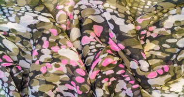 Desenli tasarım, ipek kumaş, kadın eşarbı, beyaz kırmızı-kahverengi soyut daireler, projeniz başarılı olacak, eğer bu kumaşı kaldırırsanız, silinmez etkiler bırakacak.