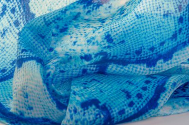 Arkaplan, doku, desen, mavi kareli ipek beyaz kumaş.