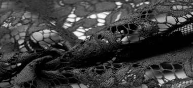 Doku, arkaplan, desen, siyah dantel kumaş, kabartmalı dantel kumaş, her iki tarafında da istiridye var. Projeleriniz için uygun, tasarım, vs..