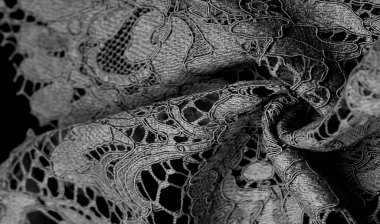 Doku, arkaplan, desen, siyah dantel kumaş, kabartmalı dantel kumaş, her iki tarafında da istiridye var. Projeleriniz için uygun, tasarım, vs..