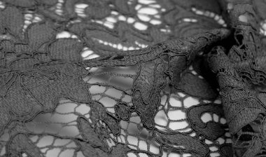 Doku, arkaplan, desen, siyah dantel kumaş, kabartmalı dantel kumaş, her iki tarafında da istiridye var. Projeleriniz için uygun, tasarım, vs..