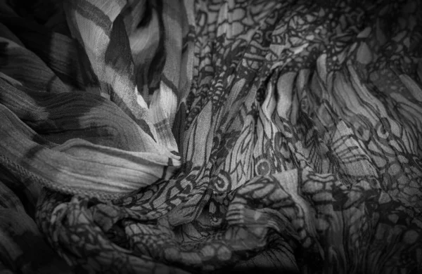 Tekstura Tła Czarno Biały Jedwabny Materiał Srebro Tytan Wzór Kwiatowy — Zdjęcie stockowe