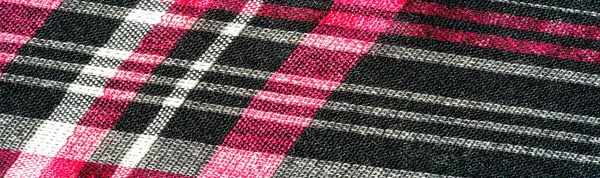 Texture Background Pattern Scottish Culotte Fabric Black Red White Checkered — Stock Photo, Image