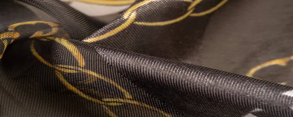 Struttura Sfondo Ornamento Decorativo Tessuto Seta Cannella Beige Giallo Pittoresco — Foto Stock