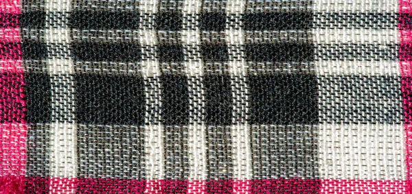 Texture Fond Motif Tissu Écossais Culotte Noir Rouge Blanc Carreaux — Photo