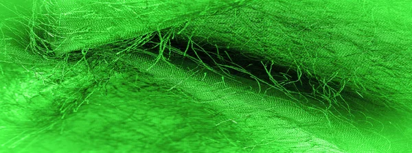 Tekstura Tła Ozdoba Dekoracyjna Zielony Jedwabny Materiał Tkane Nici Tkaninie — Zdjęcie stockowe