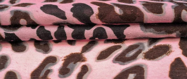 Textura Fundo Padrão Cor Rosa Tecido Seda Moda Impressão Leopardo — Fotografia de Stock