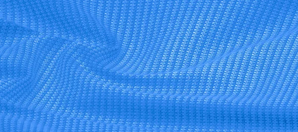 Tekstur Latar Belakang Pola Wol Hangat Kain Dengan Benang Biru — Stok Foto