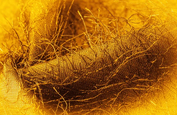Textura Fundo Ornamento Decorativo Tecido Seda Ouro Amarelo Fios Tecidos — Fotografia de Stock
