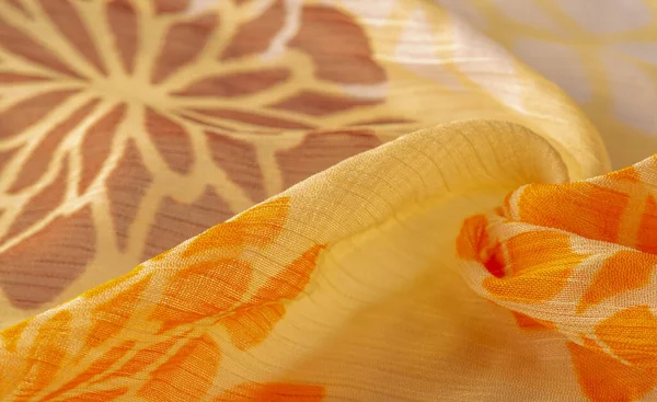 Textur Hintergrund Muster Empfindungen Orange Rot Gelb Blumig Ein Foulard — Stockfoto