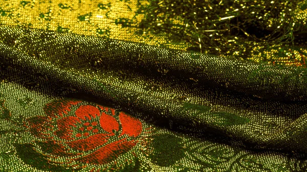 Textura Pozadí Vzor Smaragdová Třpytivá Krajka Elastický Krajkový Vzor Zelených — Stock fotografie
