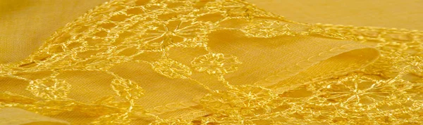 Textura Fundo Padrão Cartão Postal Tecido Seda Cachecol Amarelo Fêmea — Fotografia de Stock