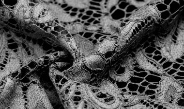 Doku, arkaplan, desen, siyah dantel kumaş, kabartmalı dantel kumaş, her iki tarafında da istiridye var. Projeleriniz için uygun, tasarım, vs..