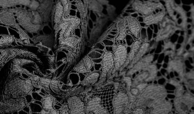 Doku, arkaplan, desen, siyah dantel kumaş, kabartmalı dantel kumaş, her iki tarafında da istiridye var. Projeleriniz için uygun, tasarım, vs..