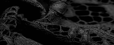 Doku, arkaplan, desen, siyah dantel kumaş, kabartmalı dantel kumaş, her iki tarafında da istiridye var. Projeleriniz için uygun, tasarım, vs..