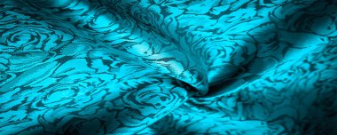 rahatlama deseni, kompozit tekstil, çiçek desenli mavi ipek kumaş, alışılmadık hoş görsel duyular: kayganlık, serinlik, yumuşaklık; güzel görünüş, eşsiz parlaklık;