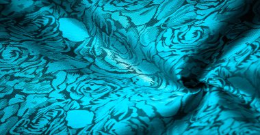 rahatlama deseni, kompozit tekstil, çiçek desenli mavi ipek kumaş, alışılmadık hoş görsel duyular: kayganlık, serinlik, yumuşaklık; güzel görünüş, eşsiz parlaklık;