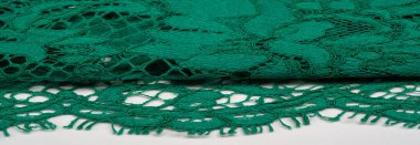 Doku, arkaplan, desen, yeşil dantel kumaş, kabartmalı dantel kumaş, her iki tarafında da istiridye var. Projeleriniz için uygun, tasarım, vs..