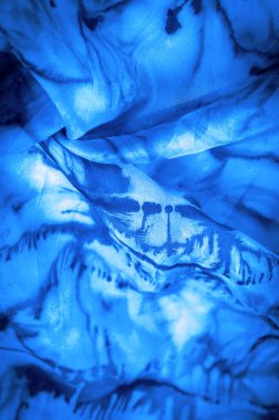 doku, arkaplan, desen, soyut baskılı mavi ipek kumaş, zemin, bağlam, düşkün, folyo, alan