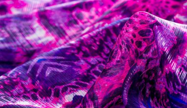 Doku, arka plan, desen. Soyut renkli çiçek deseni 100% saf ipek Krep de Chine ipek kumaş, mor pembe mavi beyaz tonları. Size ilham verecek bir şey arıyorsanız,