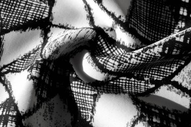 doku, arkaplan, desen. Siyah soyut figürlü beyaz kumaş. İlham her projenin özünde yatar. Güzel bir tasarım yapsanız da yapsanız da fark etmez.,