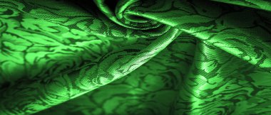rahatlama deseni, birleşik tekstil, çiçek desenli yeşil ipek kumaş, alışılmadık hoş görsel duyular: kayganlık, serinlik, yumuşaklık; güzel görünüş, eşsiz parlaklık;