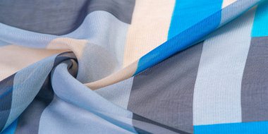 Doku, arka plan, ipek kumaş deseni, dikdörtgen eşkenar dörtgen, bohem baskı, tasarım ve proje aksan için dekoratif kumaş, çok renkli Grunge mavi masmavi bej gri