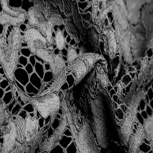 Texture Background Pattern Black Lace Fabric Delicate Embossed Lace Fabric — Stock Photo, Image