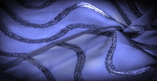 Текстура Фоновое Изображение Ткань Прозрачная Глубокий Синий Ярко Врожденными Полосами — стоковое фото