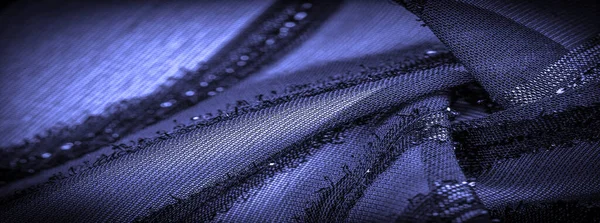 Textura Imagem Fundo Tecido Transparente Azul Profundo Com Listras Brilhantemente — Fotografia de Stock