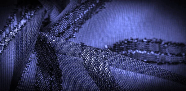 Texture Immagine Sfondo Tessuto Trasparente Blu Scuro Con Strisce Luminosamente — Foto Stock