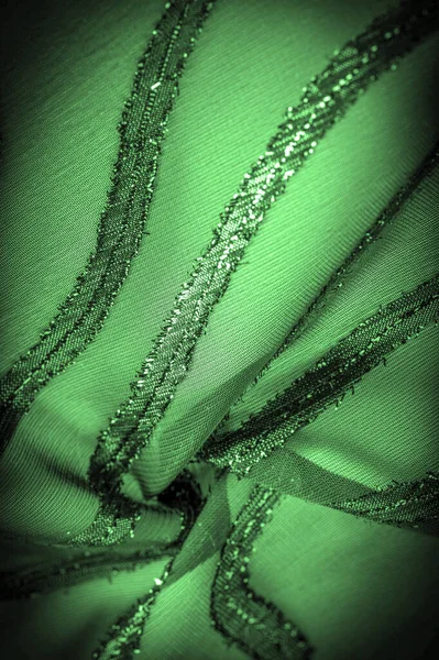 Texture Background Picture Fabric Transparent Emerald Green Brightly Innate Stripes — Stock Photo, Image