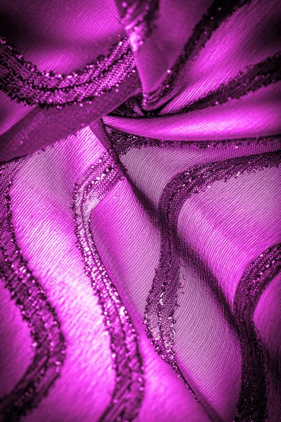 Ornamento Decoração Tecido Transparente Roxo Vermelho Com Listras Brilhantemente Inatas — Fotografia de Stock