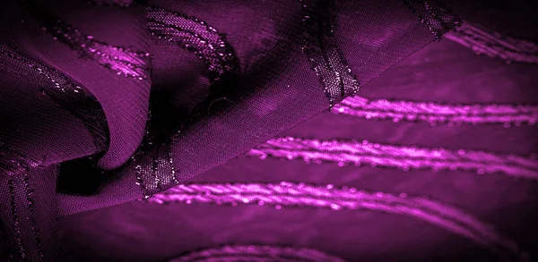 Ornamento Decoración Tela Transparente Color Púrpura Rojo Con Rayas Brillantes — Foto de Stock