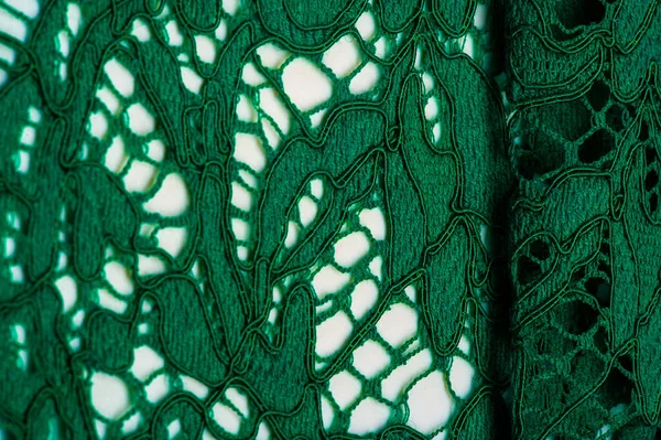 Texture Fond Motif Tissu Dentelle Verte Tissu Dentelle Gaufrée Tendre — Photo