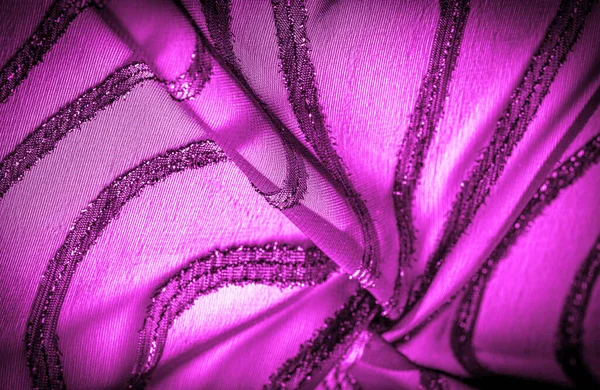 Ornament Decor Transparent Fabric Purple Red Brightly Innate Stripes Material — Stock Photo, Image