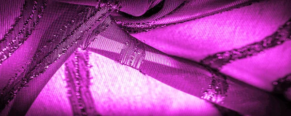 Ornamento Decoración Tela Transparente Color Púrpura Rojo Con Rayas Brillantes —  Fotos de Stock