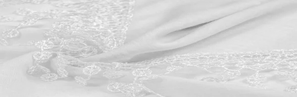 Texture Sfondo Motivo Cartolina Tessuto Seta Sciarpa Bianca Femminile Con — Foto Stock