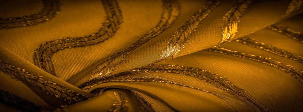 Ornamento Decoración Tela Color Amarillo Mostaza Transparente Con Rayas Brillantes —  Fotos de Stock