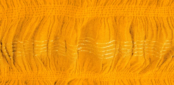 Текстура Фонового Рисунка Декоративный Декор Золотисто Желтая Гофрированная Ткань Ткань — стоковое фото