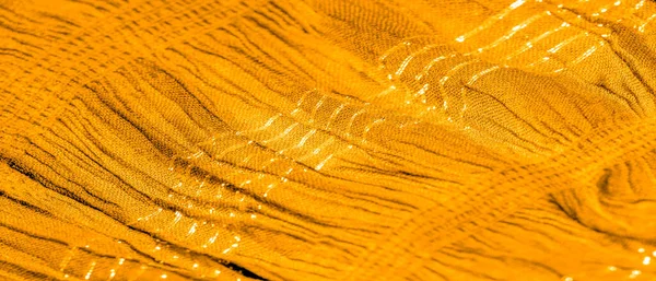 Textura Padrão Fundo Decoração Ornamento Tecido Ondulado Amarelo Dourado Tecido — Fotografia de Stock