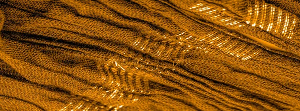 Texture Motif Fond Décor Ornement Tissu Ondulé Jaune Doré Tissu — Photo